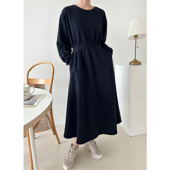 마이쏭 여성 빅사이즈 기모원피스 루즈핏 겨울원피스 애니허리밴딩롱원피스기모