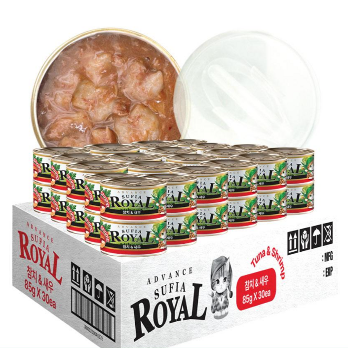 어드밴스 로얄 수피아 7종 85g x 30개입 고양이 캔 길냥이 통조림 간식, 30개, 85g, 수피아 참치&새우