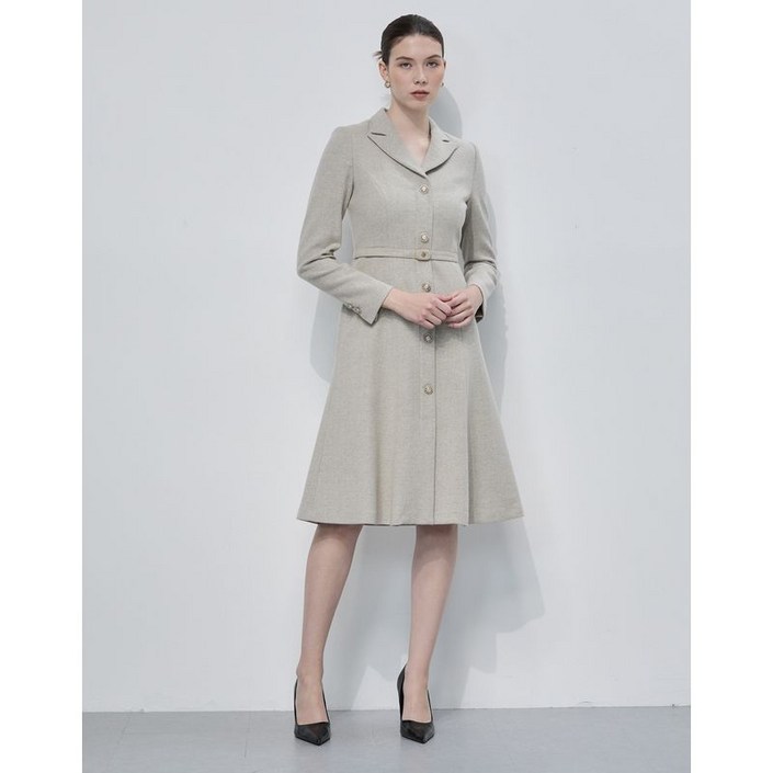 데코 본사직영 브이넥 칼라 울 플레어 원피스FDOWD4908W