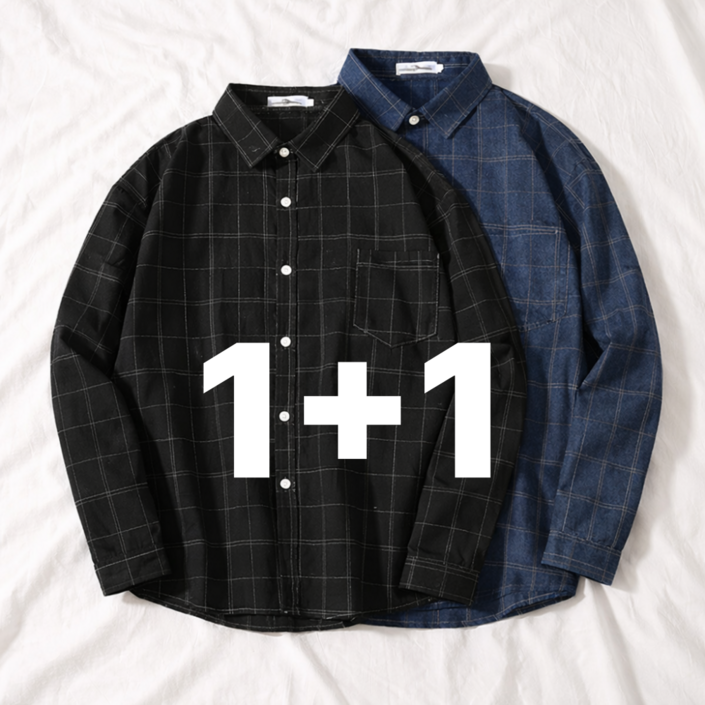 어썸유닛 11 남자 체크셔츠 긴팔