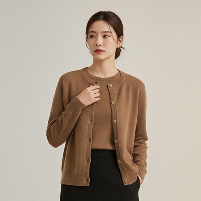 루타미 울100 클래식 라운드 가디건