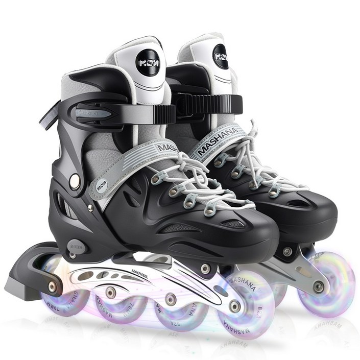 조정 가능한 인라인 스케이트 블랙 세트 헬멧 보호대 가방 성인, 1개, 블랙