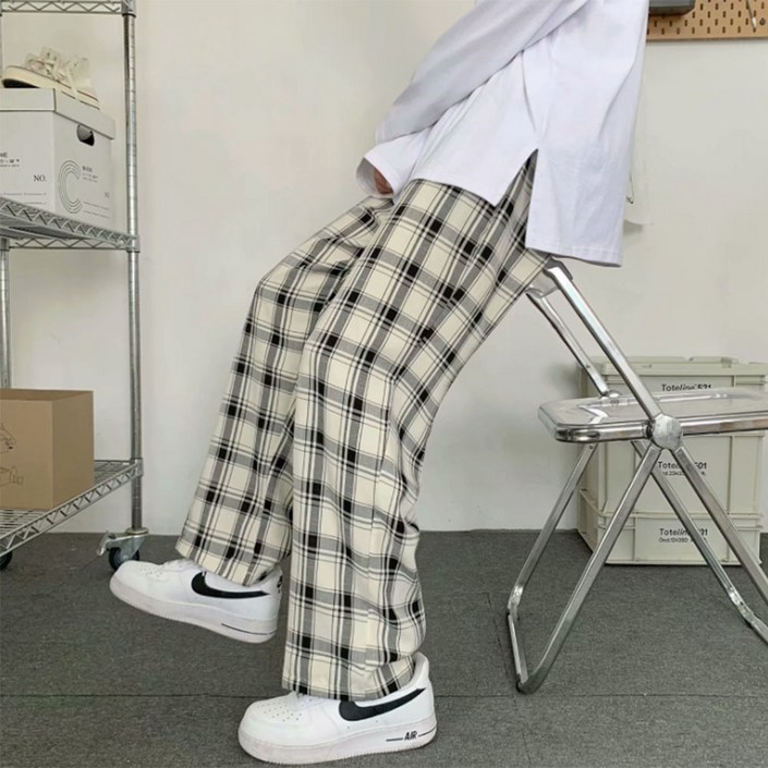 라네르 체크 와이드 밴딩 팬츠 라네르 체크 와이드 밴딩 팬츠
