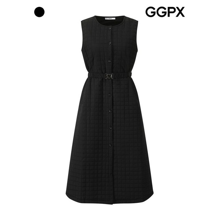 GGPX 사각 누빔 하트 벨트 패딩 원피스 GPBOP016F
