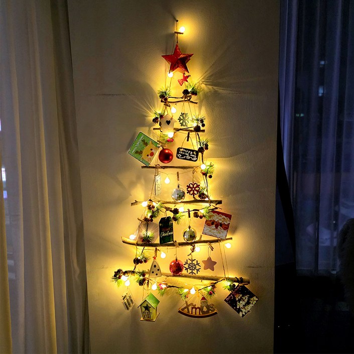 제이토리 크리스마스 나무 벽트리 조명 앵두전구 풀세트 6단 창문 벽 행잉 꾸미기