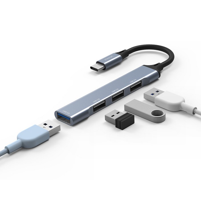 morac 프로토 4포트 USB C타입 멀티 허브 MRHUB4C, 그레이