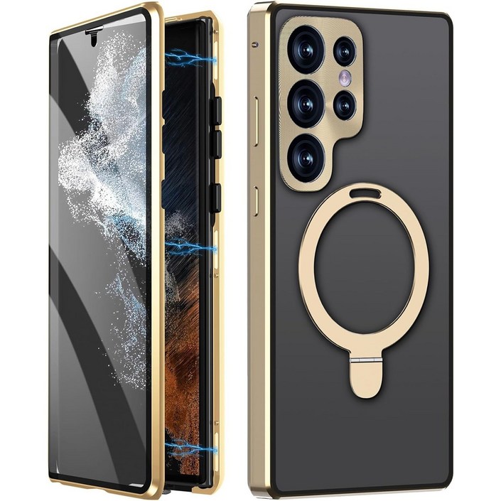 헤미션 겔럭시 S24 울트라 풀커버 매그세이프 케이스  양면강화유리 매그세이프 자동흡착 MagSafe 거치대 케이스 C24US