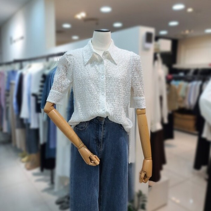 잇미샤 잇미샤  퍼프 슬리브 레이스 블라우스ITO9WBL750DG