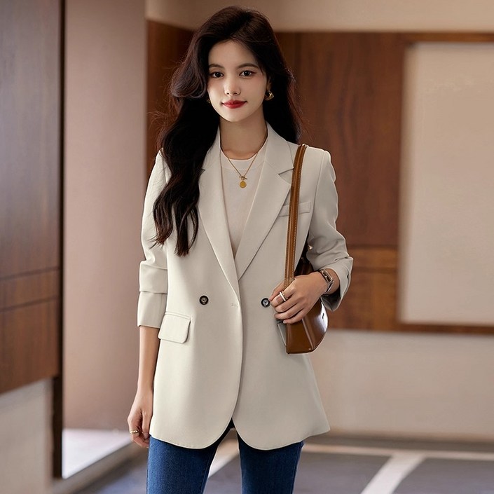 스타일닥터 가을자켓 여성자켓 더블 원버튼 정장 자켓 오피스룩 데일리룩 빅 사이즈 아우터 블레이저