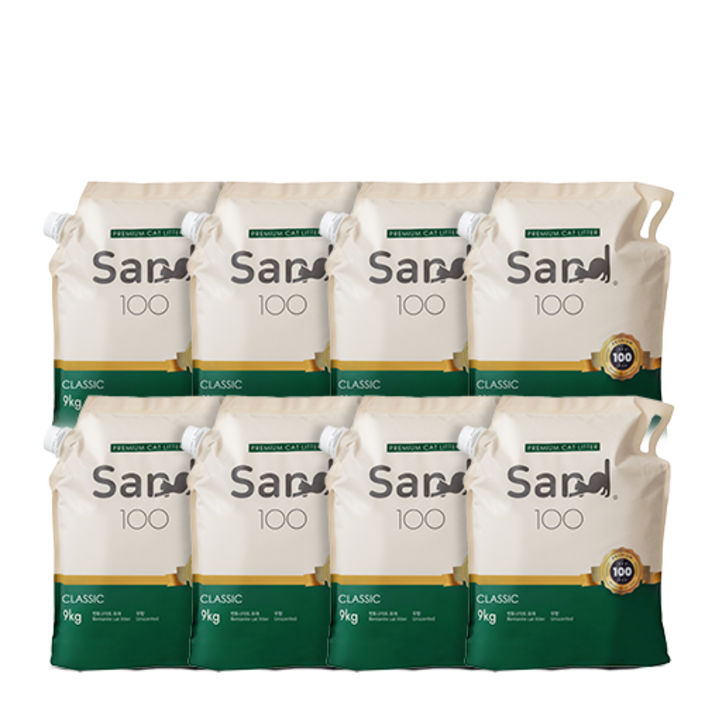 샌드백모래 가는입자 클래식 프리미엄 벤토나이트 고양이모래, 9kg, 8개