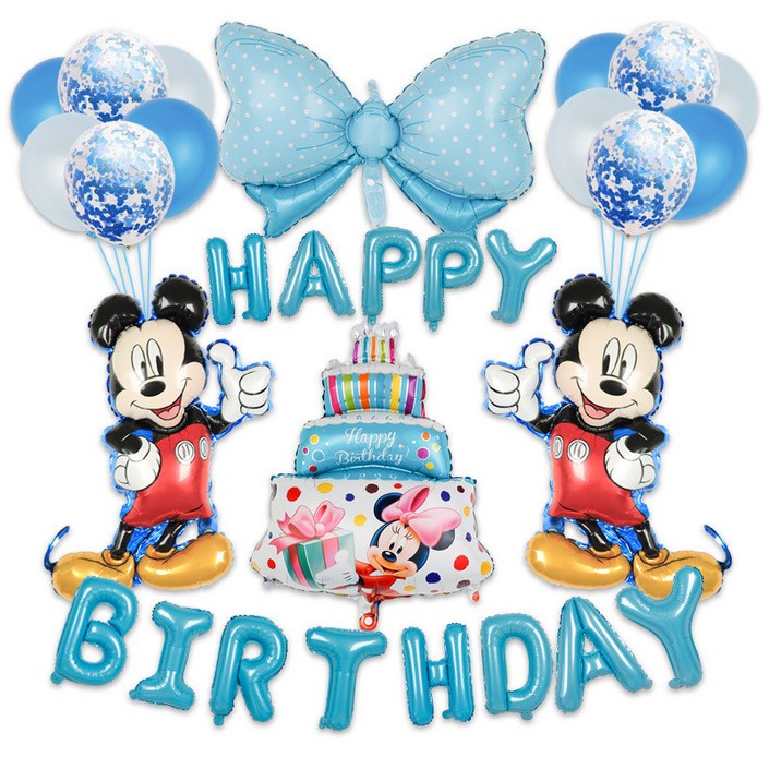 디즈니 미키미니 마우스 생일풍선세트+손펌프 파티풍선 파티장식