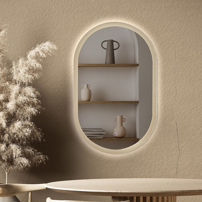 루비드 LED 간접 조명 거울 파버 직타원, 핑크