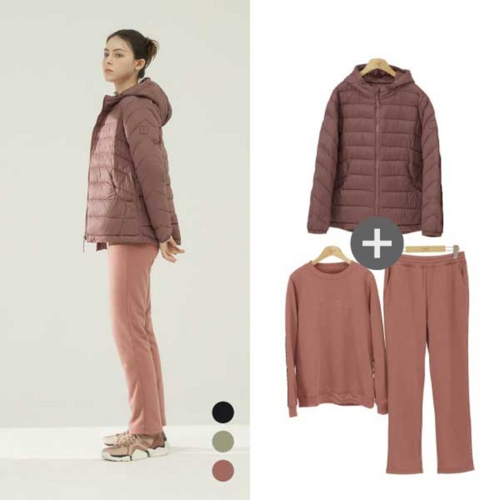 NNF 여성 겨울 데일리 패딩+상의+하의 트레이닝 3종 세트 (NWI-3)