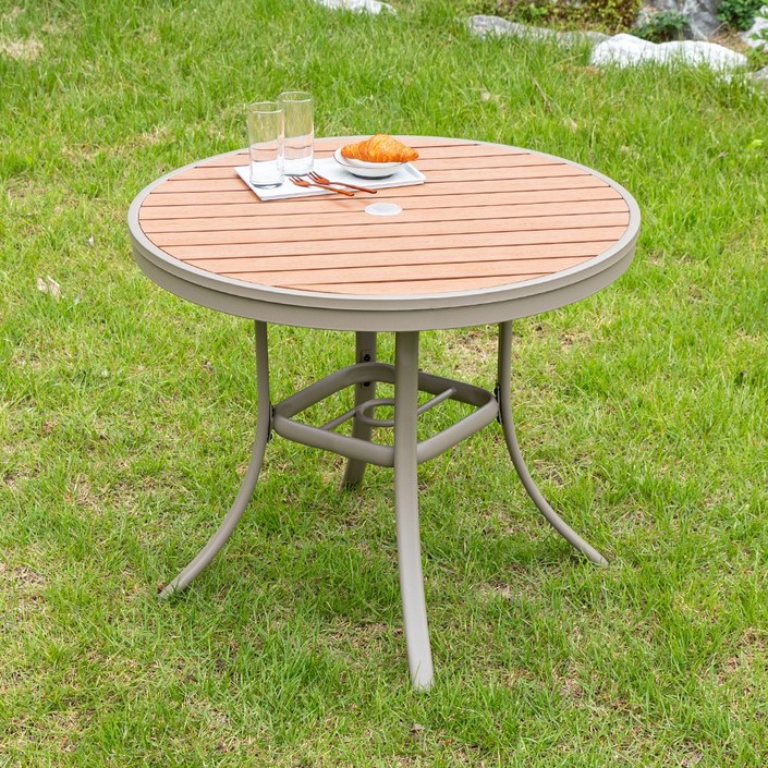 야드니 900 원형 테이블 수지목 야외 카페 정원 간이, 블랙