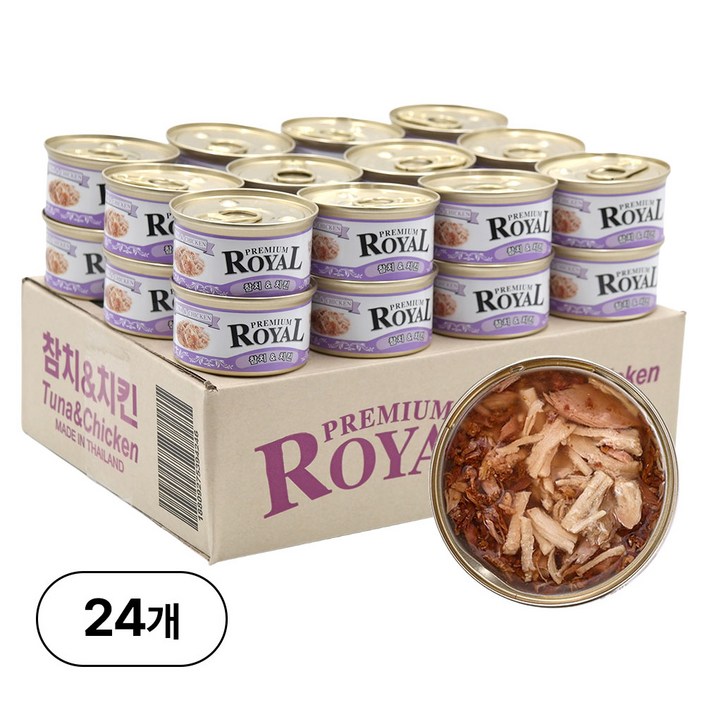프리미엄 로얄 고양이 캔, 참치, 85g, 24개