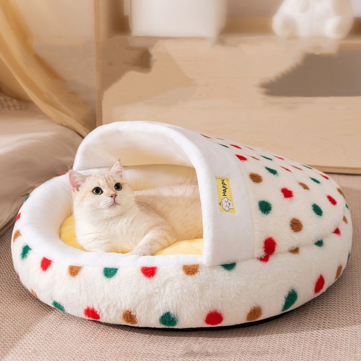 HANTAO 반려동물 반밀폐 침낭 고양이 강아지 숨숨집 이불 베개 방석 사계절용