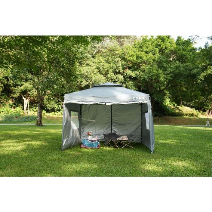 아웃도어 원터치 텐트 하우스텐트 방수 그늘막 이너텐트 포함 창문 야외 캠핑 자외선 차단, 그레이