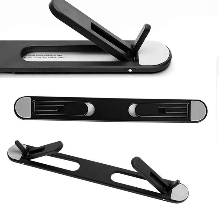 아이엔조이 높이 각도 조절 접이식 휴대용 노트북 거치대 스탠드 받침대 킥스탠드 INJNS01, 1개, 블랙