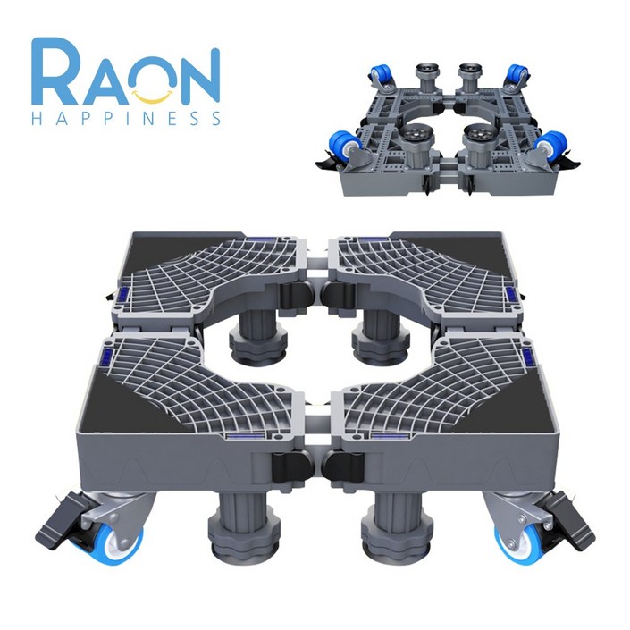 Raon 세탁기 받침대 + 바퀴, 1, 더블 강화 프레임 그레이 + 바퀴 RJS-R03