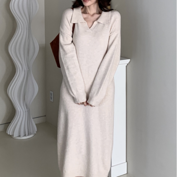 유니크코코 루즈핏 맥시 롱 니트 원피스 가을 op5773