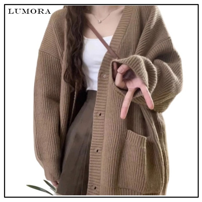 LUMORA 여성 코트 스웨터가디건 봄가을 코트 복고풍 루즈핏 신상 니트가디건 X507Z LUMORA 여성 코트 스웨터가디건 봄가을 코트 복고풍 루즈핏 신상 니트가디건 X507Z