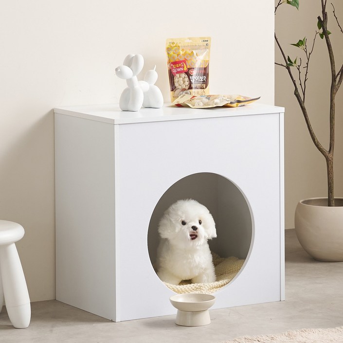 잉글랜더 오트 강아지집 고양이 숨숨집 겸용 협탁 600*600