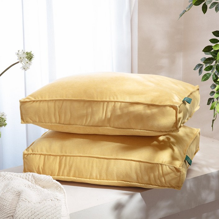 텍스스테드 직사각 라인 멀티 쿠션 허리 등쿠션 쇼파 침대 등받이, 옐로우