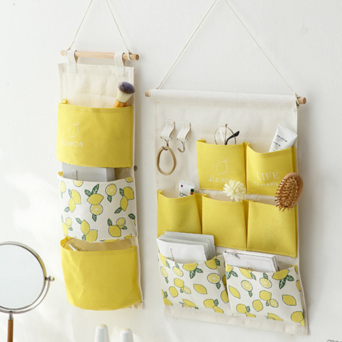 일상채움 린넨 벽걸이 다용도 수납 정리 포켓 2종 세트