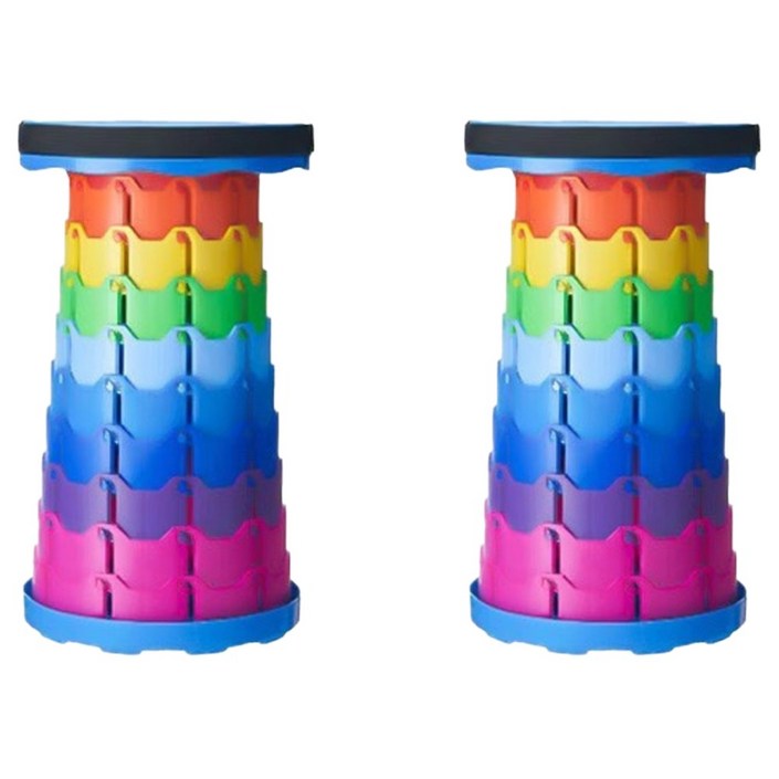 MANTU 야외 휴대용 접이식 스툴, 2개, 레인보우