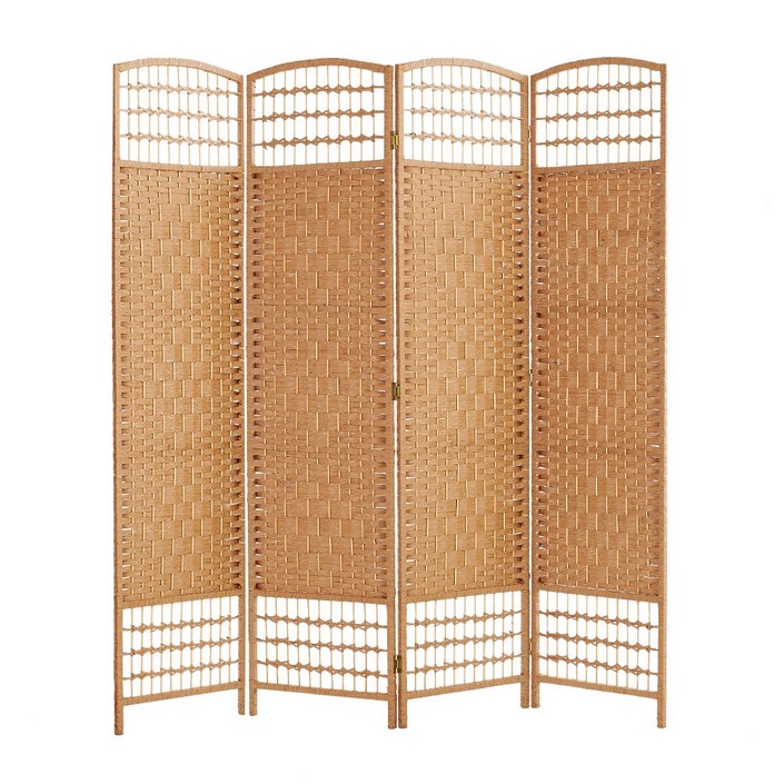 요고바라 인테리어 라탄 파티션 원목 칸막이 가림막 자바라 받침대, 원형갈색