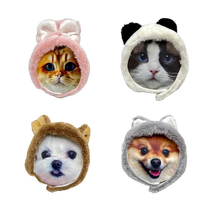 댕냥이 털모자 소형견 소형견 강아지 고양이 귀마개 귀도리 사이즈조절 귀여운 캐릭터, 코알라, 1개