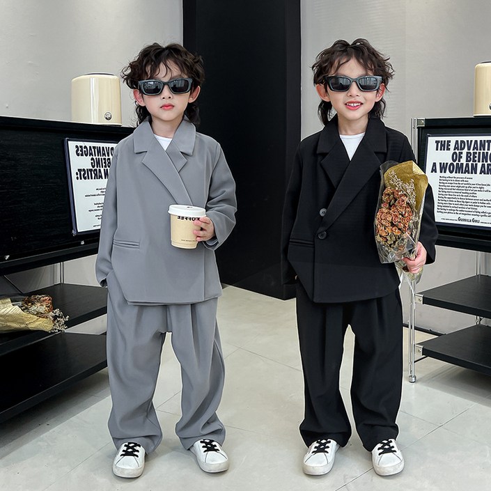 UPPERCUT 남아 정장세트 초등학생 입학 졸업 연주회 수트 하객룩 콩쿨 행사 주니어 아동 오버핏정장 목걸이 포함 NEW 디자인