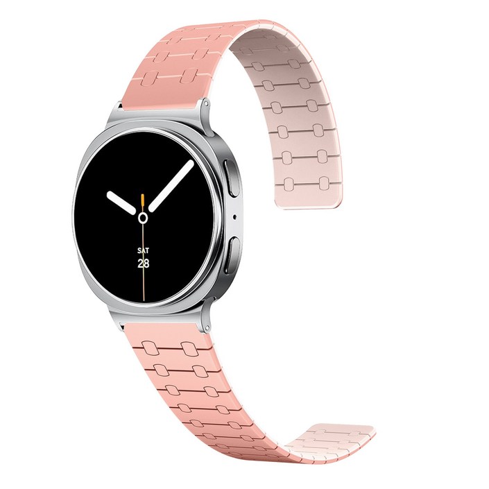 투톤 강력한 마그네틱 갤럭시워치 8 40mm 44mm 46mm 클래식 실리콘 스트랩 자석 밴드, 피치샌드핑크