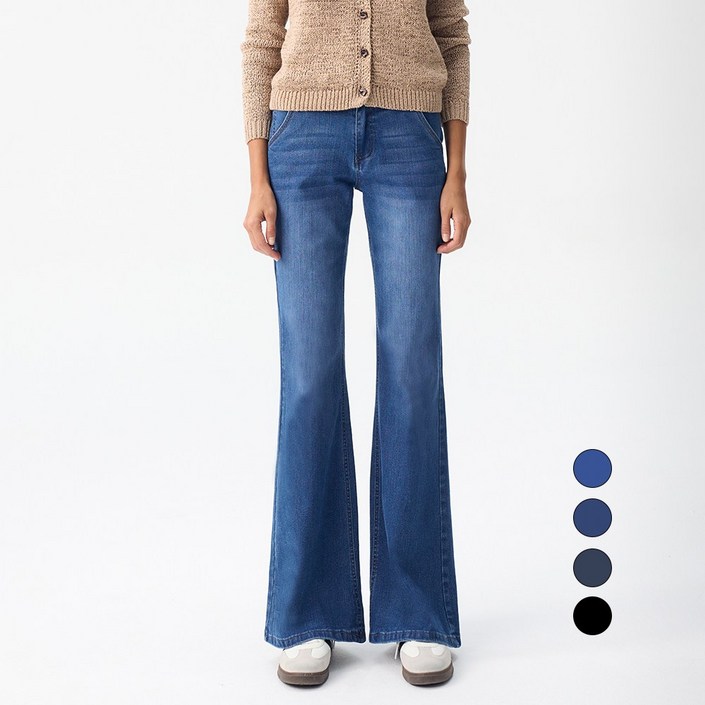 엘블로썸 여성 [숏,기본,롱] 스판 와이드 부츠컷 히든밴드 청바지