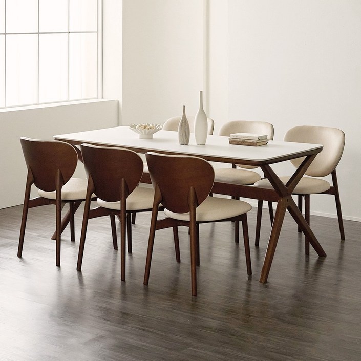 웰퍼니쳐 포르테 세라믹 천연원목식탁 1800 의자세트 웰퍼니쳐 포르테 세라믹 천연원목식탁 1800 의자세트