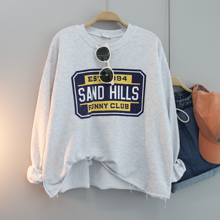 여성용 빅사이즈 오버핏 라운드 긴팔 맨투맨 데일리룩 체형커버 루즈핏 신상 박스티