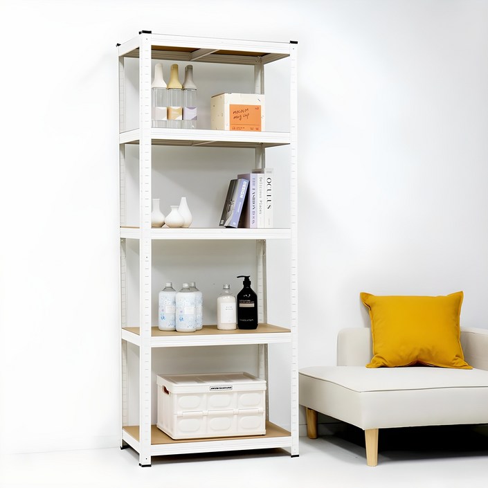 이지라이프 경량랙 조립식 앵글선반, 화이트, 5단