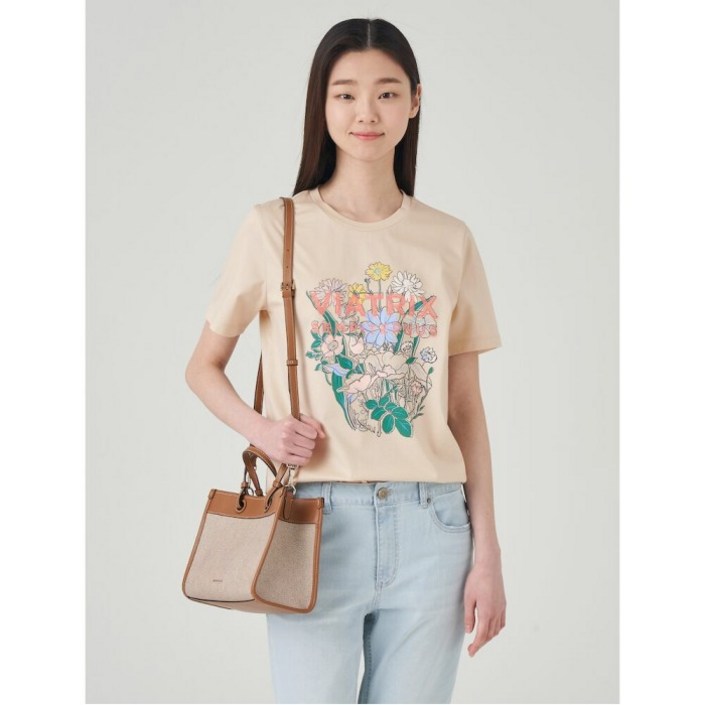 BEAN POLE 빈폴레이디스 플라워 포인트 티셔츠 옐로우 BF2342O01E
