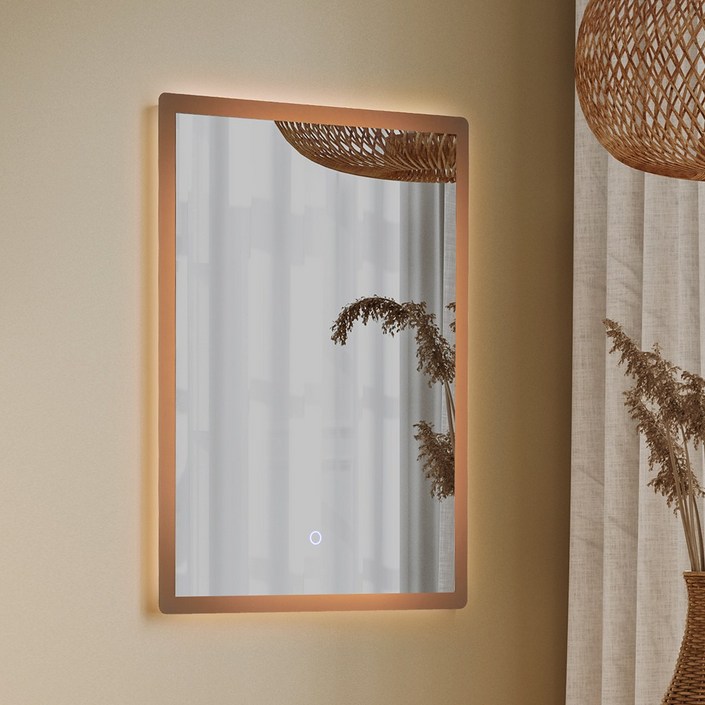 루비드 LED 간접 조명 거울 파버 라운드 사각, 핑크