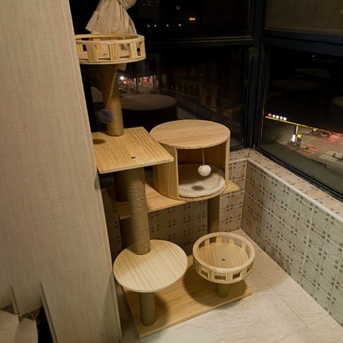 원목 숨숨집 고양이 이케아 일룸캣타워 무소음캣휠