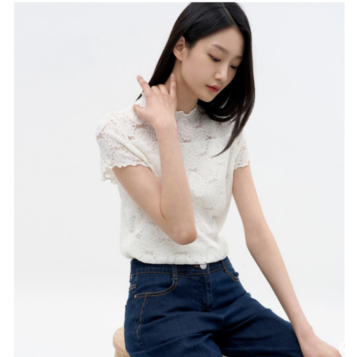 지센창원여성 레이스 캡소매 티셔츠 2색 LFTSN401