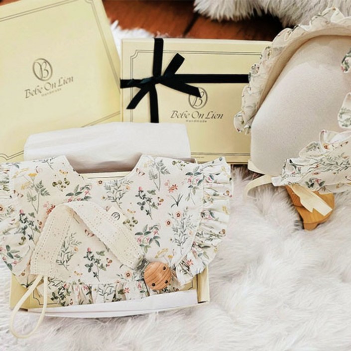 출산선물추천베베온리앙 로즈비앙 턱받이보넷 세트