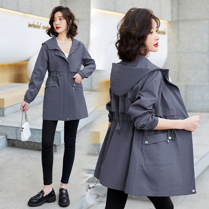샤이닝포인츠 여성 코트 후드 트렌치코트 오버핏 자켓