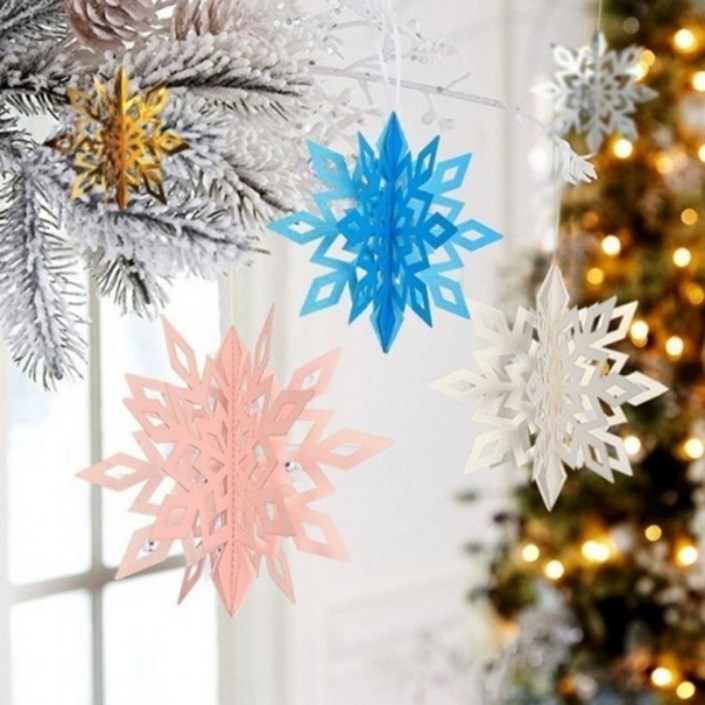 여고니야 눈꽃모빌 6P 크리스마스 오너먼트 눈송이 장식