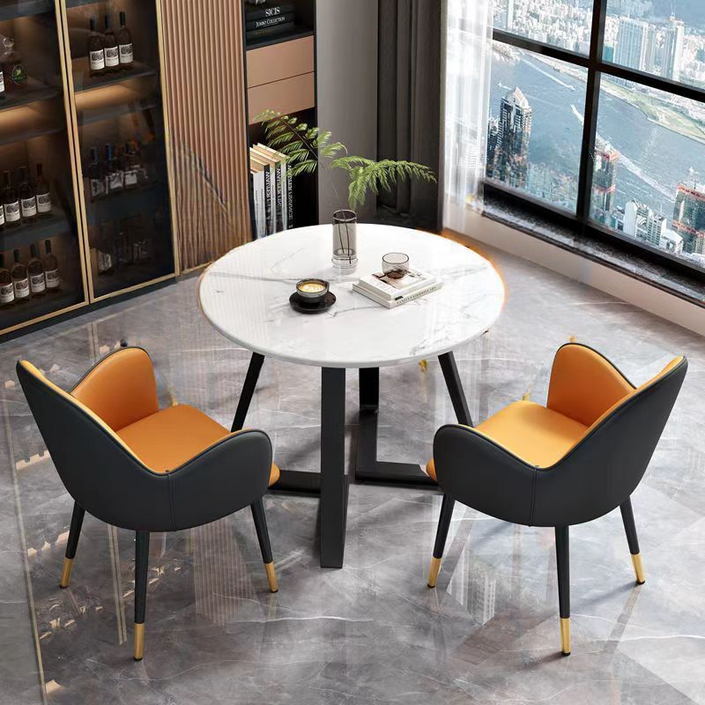 상담실 테이블 234인식탁세트 원형식탁 카페테이블 휴게실 테이블, 블랙오렌지