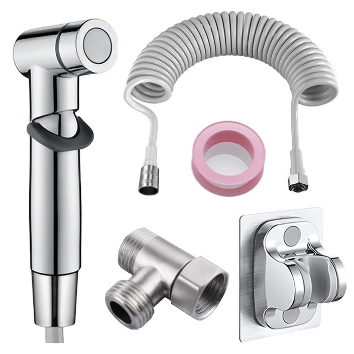 위드스타 욕실청소 코일호스 거치대 T벨브 스프레이건 풀세트