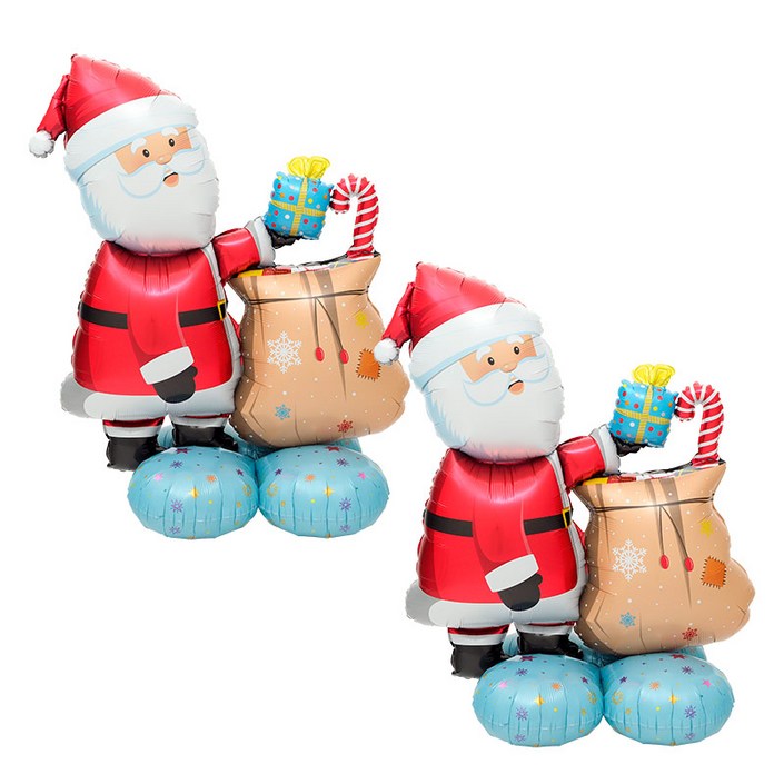 파티팡 크리스마스 XMAS 에어벌룬 산타 선물꾸러미 대형 산타크로스풍선 산타풍선 80cm105cm 2개입, 1세트