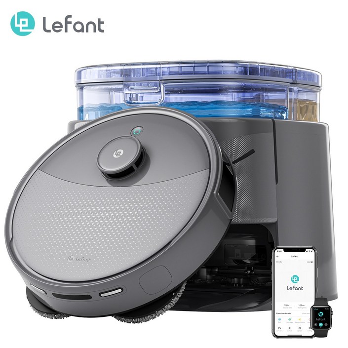 Lefant 르팡M3 max 올인원 로봇청소기 20000pa 경이로운 흡입력 자동 먼지비움 자동 온수세척 다기능앱제어, 그레이, 단품