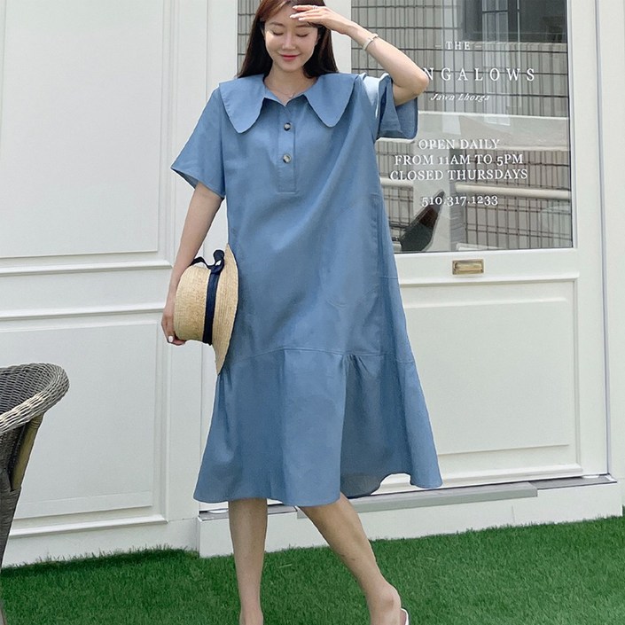 당일배송루시다로네 빅 카라 여름원피스