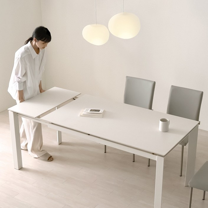 BONOVA 모어 익스텐션 확장형 4인용  6인용 12T 통 포세린 세라믹 식탁 14001800